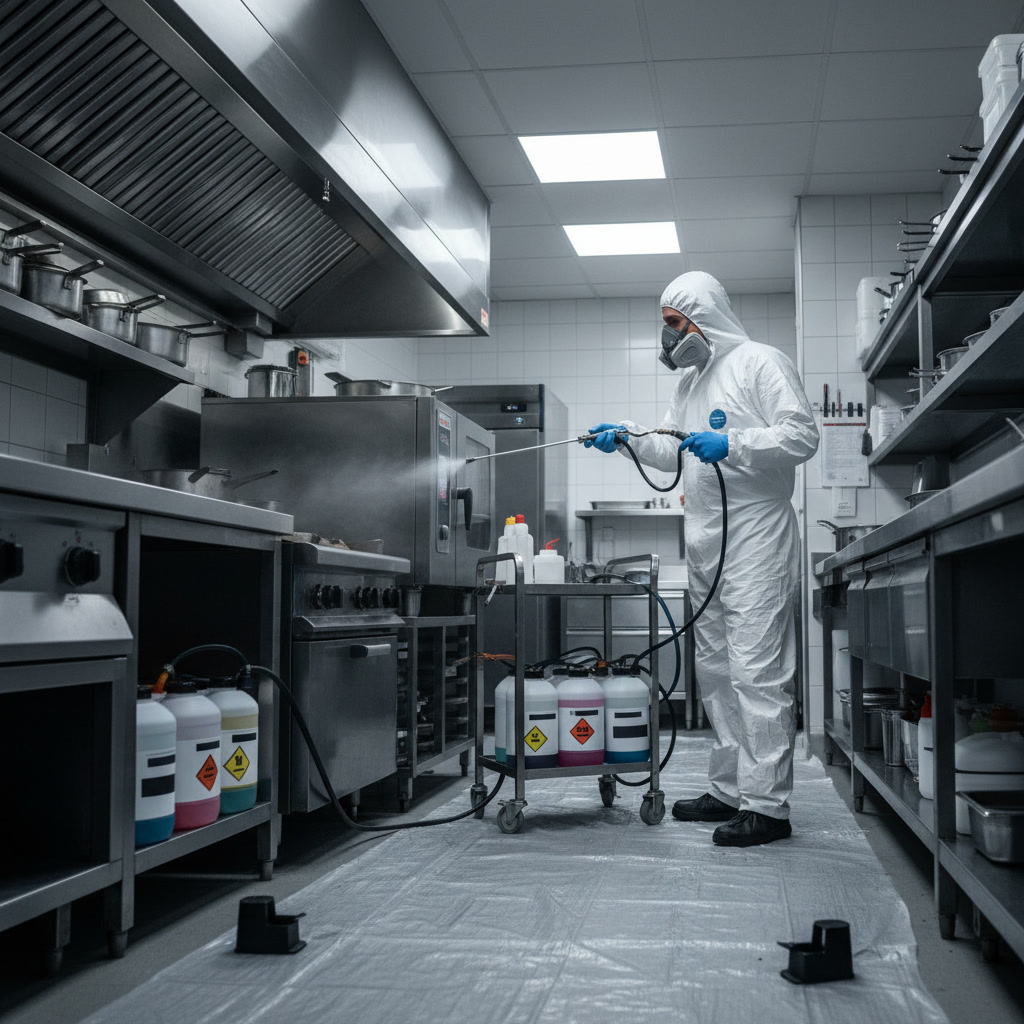 Cockroach gel bait application in commercial kitchen equipment