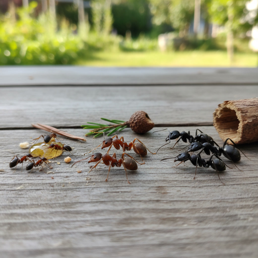 Close-up comparison of common ant species found in New York kitchens